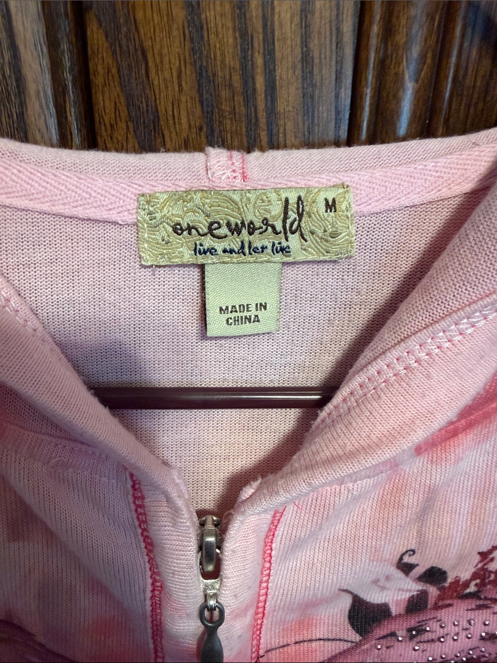 ONE WORLD Pink Ombre Heart Zip Hoodie Jacket - Picture 3 of 4